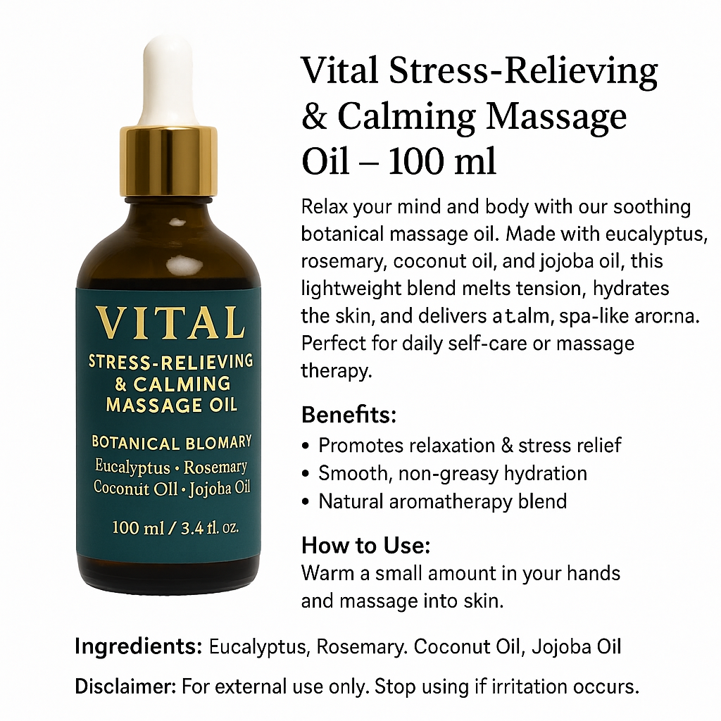 Stress relieving massage oil